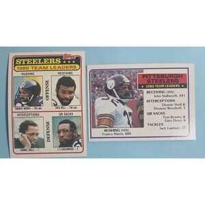 2) FRANCO HARRIS Pittsburgh Steelers Topps Team Leaders Cards 1981 & 1983